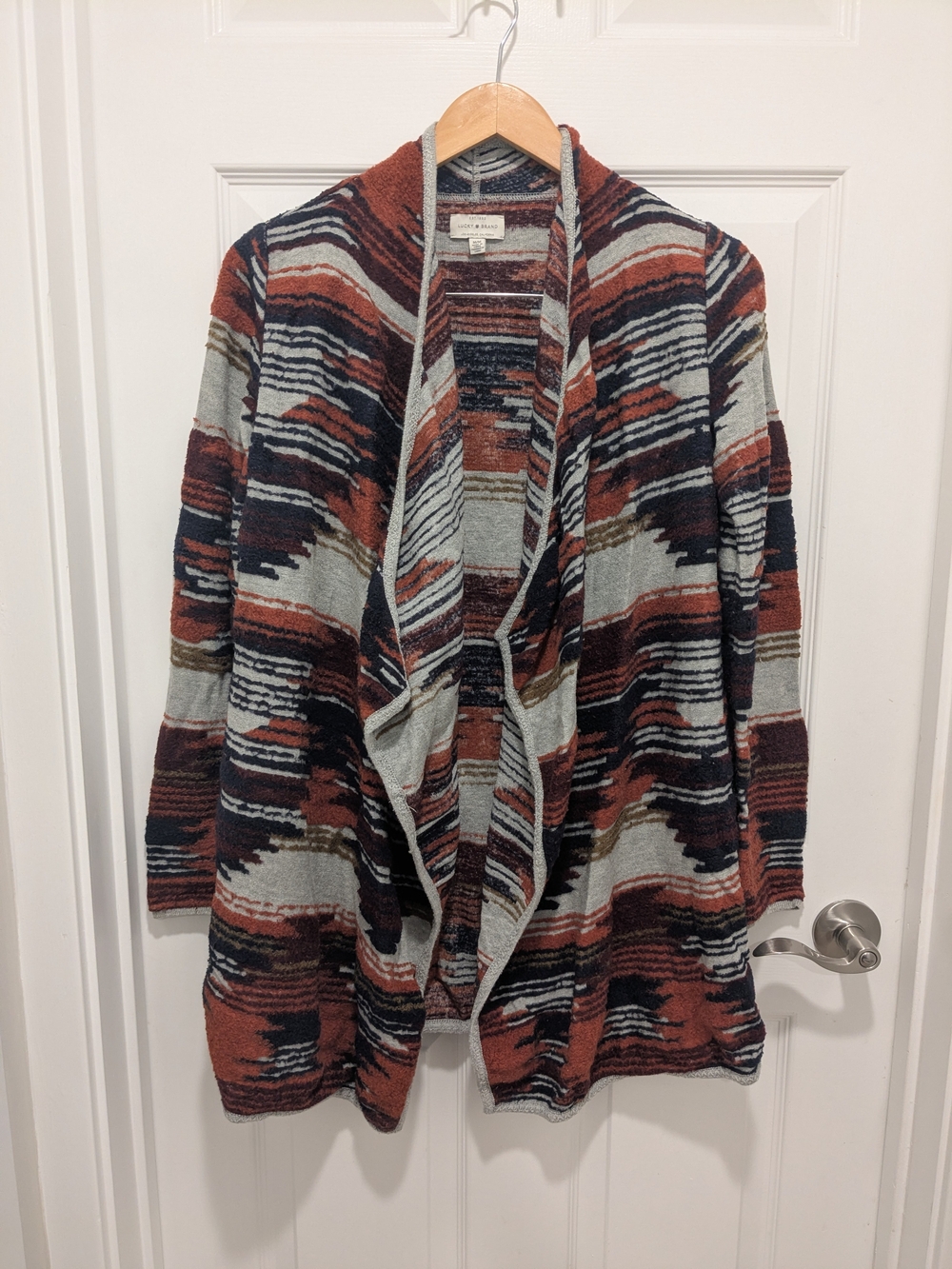 Lucky Brand Open-Front Cardigan in Rust, Black, Gray, Cream
